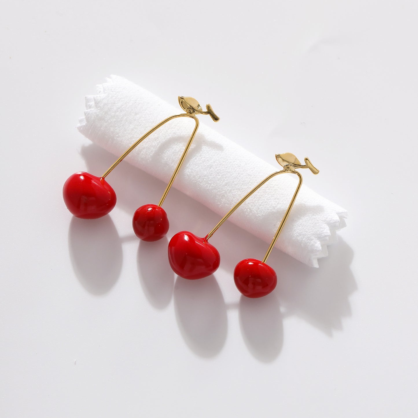 Morandi Color Drip Glazed Cherry-shaped Earrings Temperament