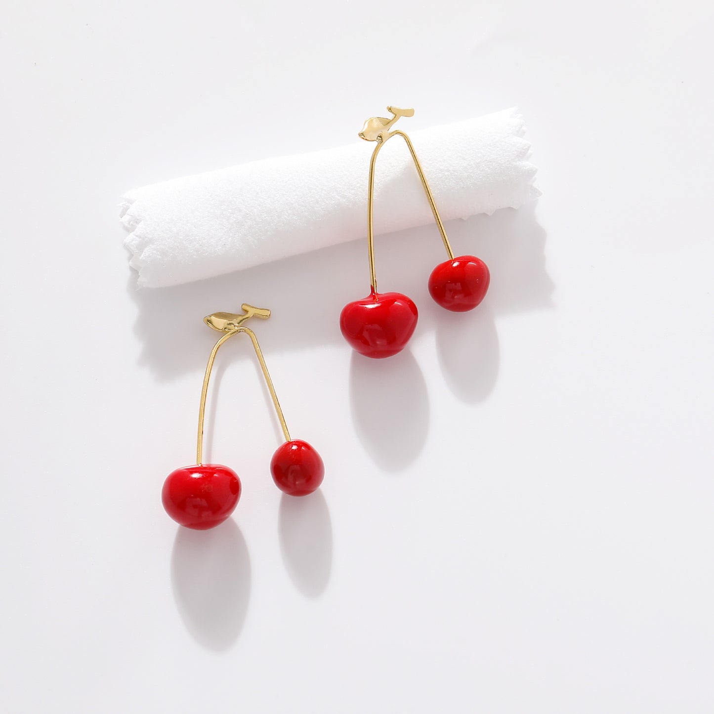 Morandi Color Drip Glazed Cherry-shaped Earrings Temperament